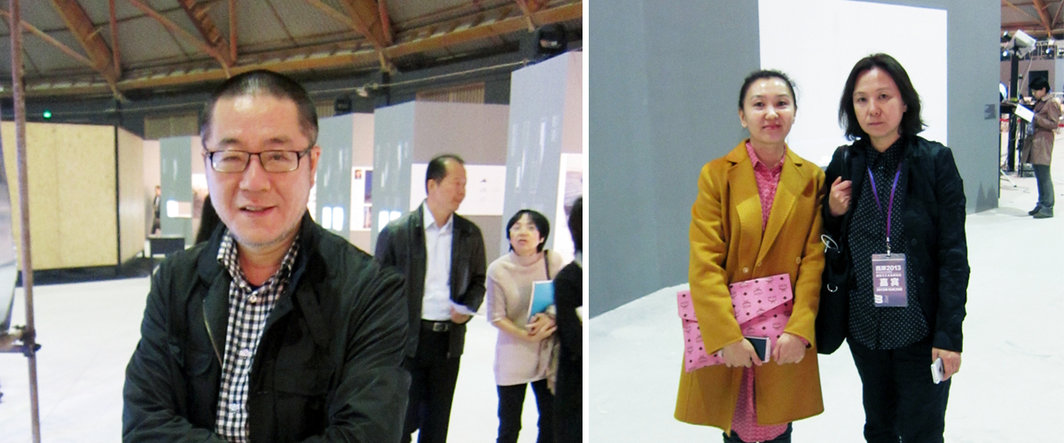 左：中央美术学院美术馆馆长王璜生；右：策展人郭晓力与民生美术馆副馆长郭晓彦.