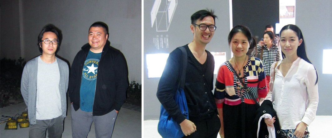 左：艺术家陆平原与丁力；右：建筑师杨振宇，策展人巢佳幸与余德耀基金会的魏颖.