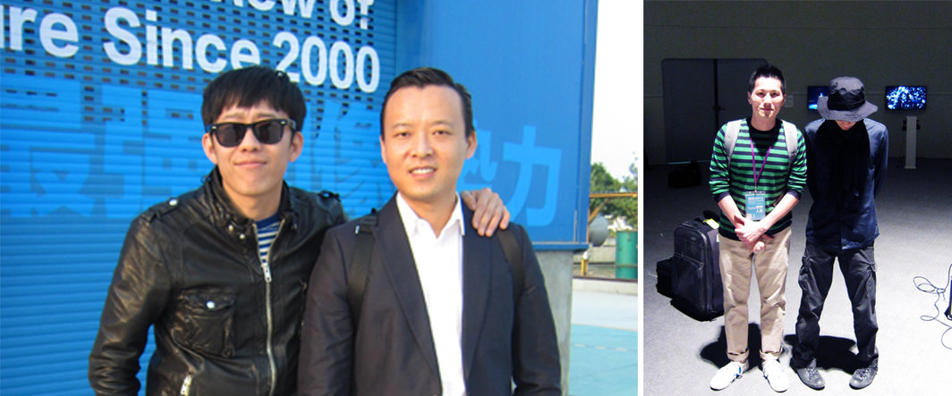 左：艺术家程然与黄然；右：艺术家杨嘉辉与林其蔚.