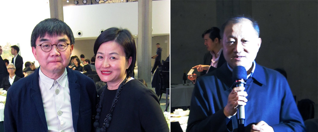 左：建筑师张永和与策展人谢素贞；右：四方集团董事长陆军.