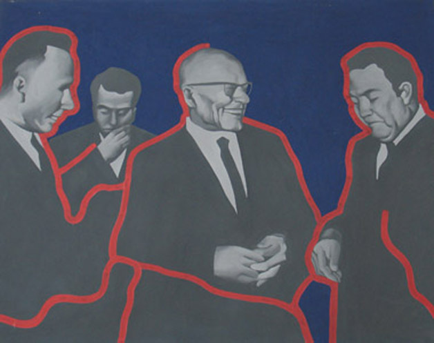 王广义，《国际会谈—必要的会谈》，1989，布面油画，150×120cm.