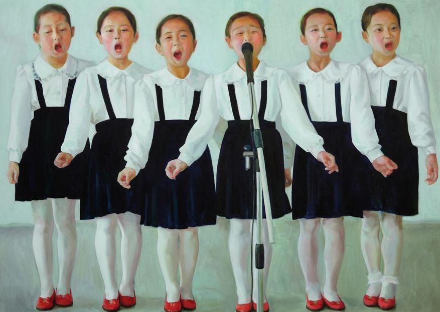 陈亮洁，《朝鲜的童年之三》，2011，布面油画，150×200cm.