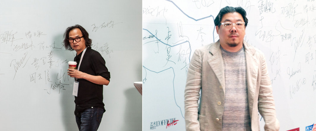 左：艺术家陈文令；右：艺术家卢昊.