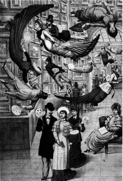 漫画，1889年官方沙龙参观者，巴黎.