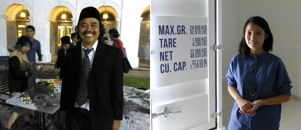 左：艺术家Tisna Sanjaya；右：艺术家Tan Peiling.