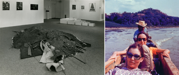 左：“大地之作”现场，1968，杜文画廊，纽约。摄影：Walter Russell。前景：罗伯特•莫里斯，《大地艺术作品3号》，1968。右：南希•霍尔特和弗吉尼亚•杜文在尤卡坦，1969。
