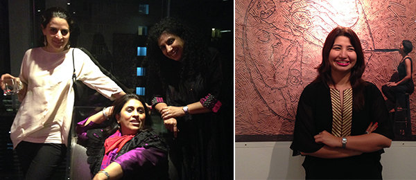 左：策展人Nada Raza, Khoj国际艺术家联合会总监Pooja Sood和画商Shireen Gandhy；右：画商Bhavna Kakar.