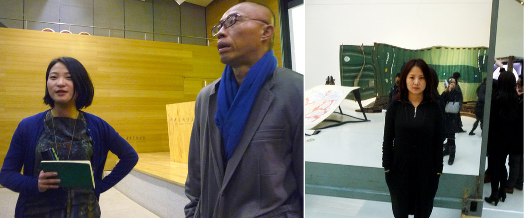 左：策展人翁笑雨与长征空间负责人卢杰；右：策展人马楠.