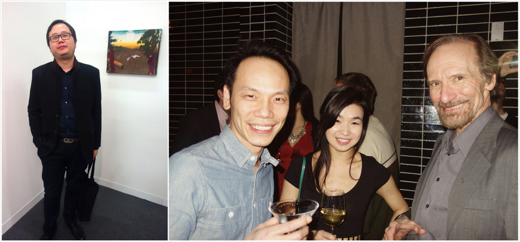 左：策展人、《艺术界》资深编辑孙冬冬；右：艺术家Ali Wong与艺评人Richard Vine及友人.