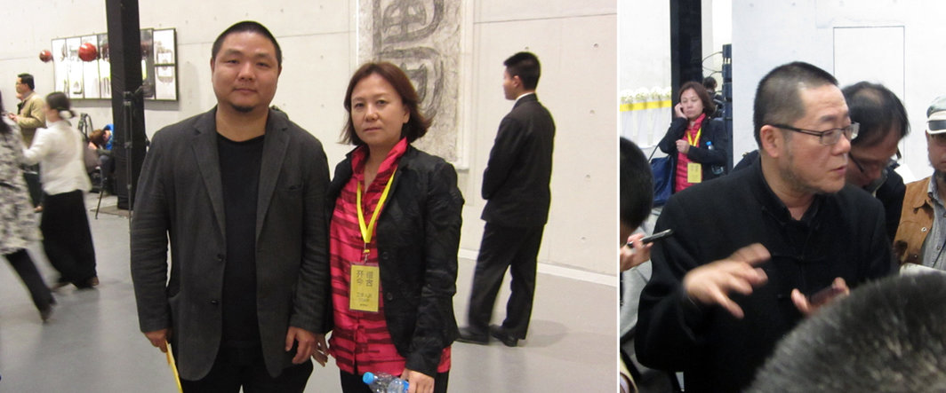 左：建筑学者李翔宁与策展人郭晓彦；右：中央美术学院美术馆馆长王璜生.
