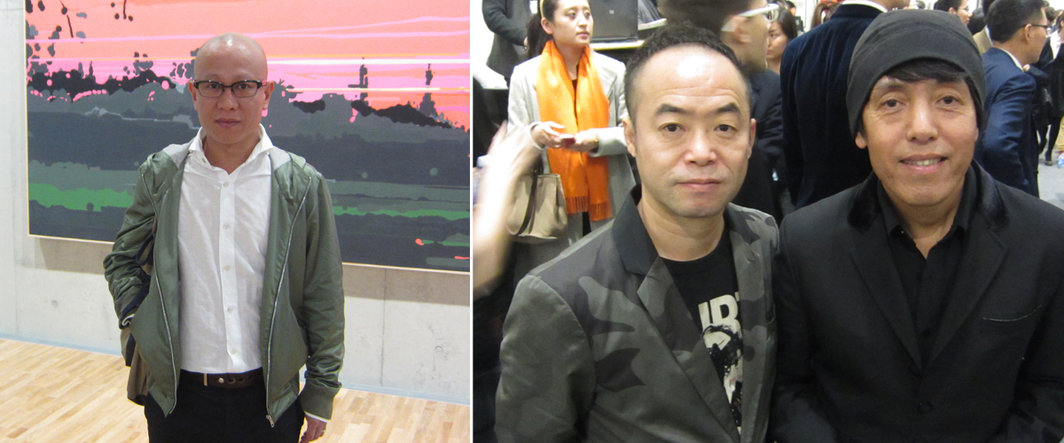 左：艺术家刘韡；右：艺术家陈文波与赵半狄.