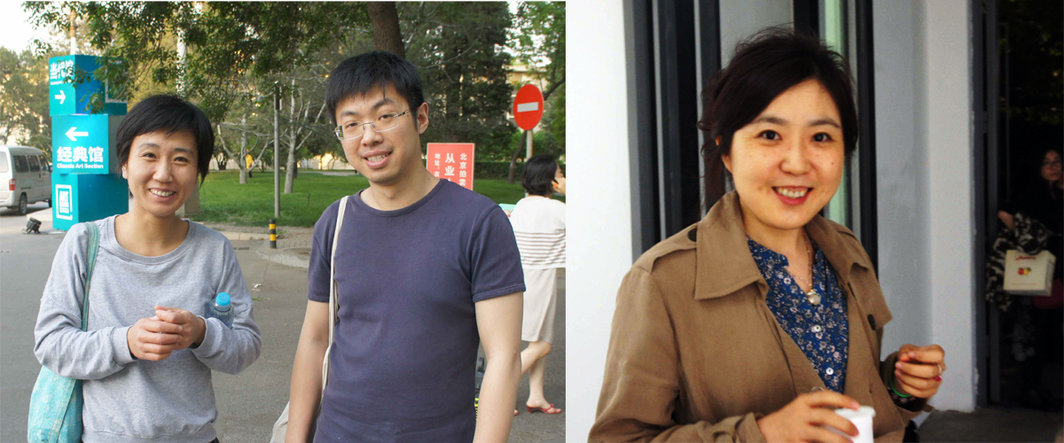 左：艺术家顾颖与刘辛夷；右：空间站负责人付晓东.