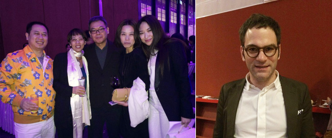 左：当代唐人艺术中心郑林，站台中国艺术总监孙宁，收藏家余德耀，凤凰卫视文化发展有限公司艺术副总监周冰心，多姆斯收藏总监Rosy Wu；右：尤伦斯当代艺术中心馆长田霏宇.