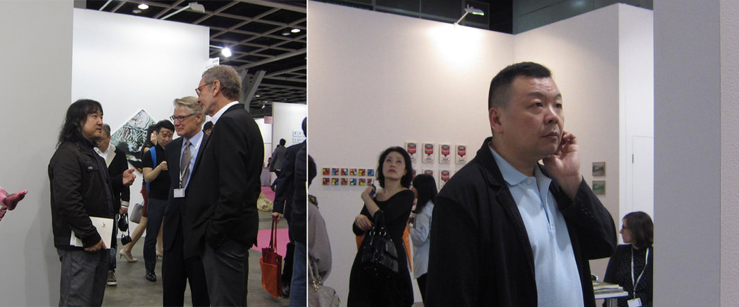 左：艺术家宋冬；右：艺术家刘野.