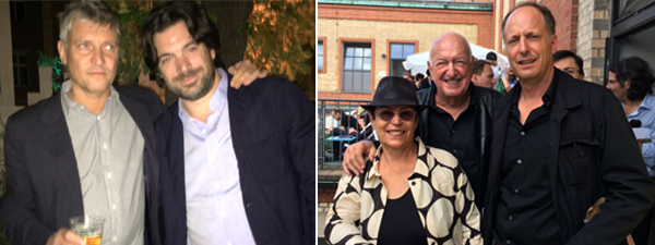 左：画廊家Daniel Buccholz和Max Falkenstein，右：收藏家Mera Rubell，Don Rubell和Jason Rubell。