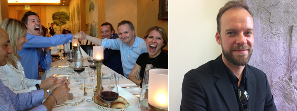 左：纽约苏富比当代艺术部门总监Alex Rotter和佳士得战后及当代艺术部门国际总监Brett Gorvy，右：画廊家Alexander Hertling。