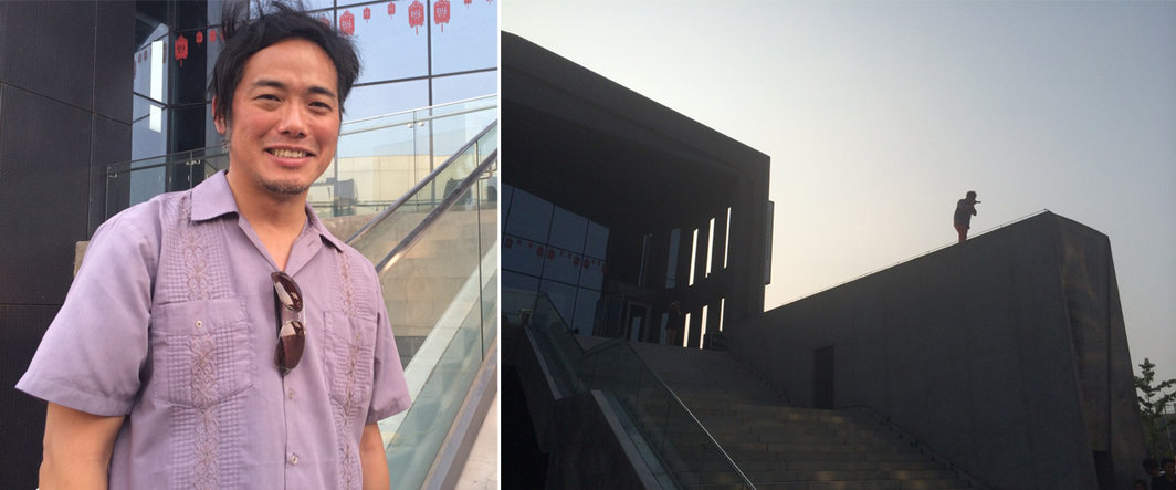 左：艺术家上野掯（Ken Ueno）；右：上野掯演出现场.