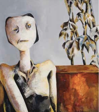 Bahman Mohassess，《母亲的肖像》，1974年，布面油画，约34 × 30"。