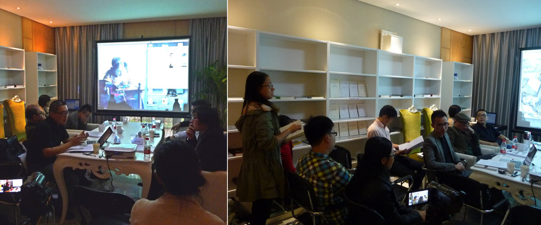 左：陕西师范大学讲师赵文在发言；右：观众提问.