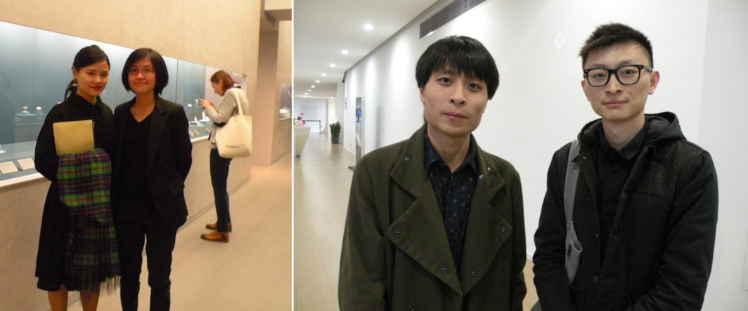 左：艺术家李姝睿与震旦博物馆的陈苑祯；右：艺术家李明与策展人陈澈.