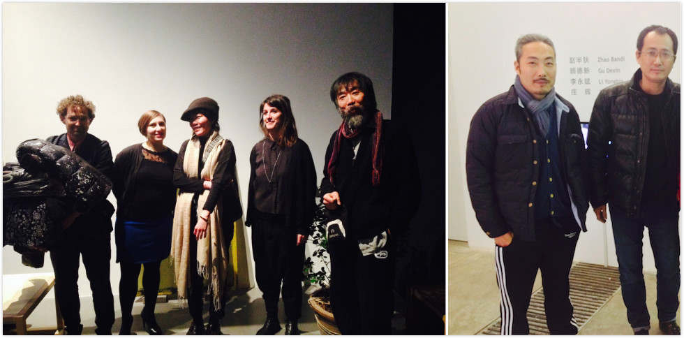 左：家作坊成员艺术家小欧（Orianna Cacchione），艺术家Michael Eddy，艺术家何颖雅，艺术家/建筑师Fotini Lazaridou-Hatzigoga，曲一箴；右：艺术家吴裕仁与邱志杰.
