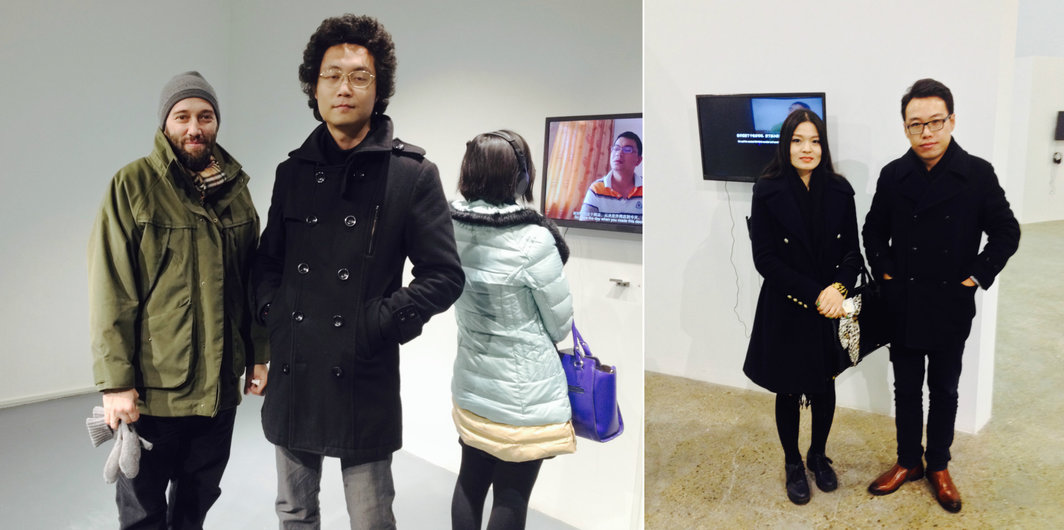 左：策展人、艺术家李山（Alessandro Rolandi）与艺术家钱龙；右：《艺术时代》的张慧与康学儒.