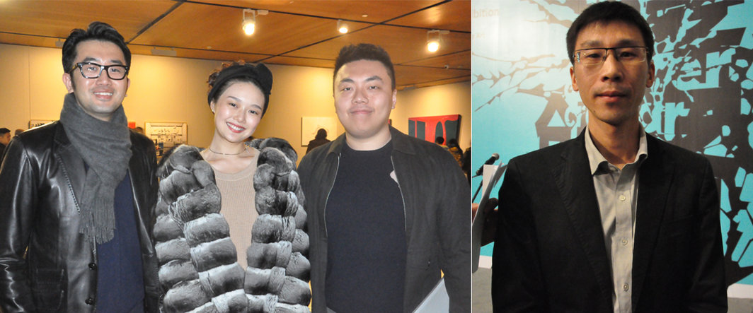 左：今日美术馆馆长高鹏与M Woods美术馆创始人晚晚与林瀚；右：策展人盛葳.