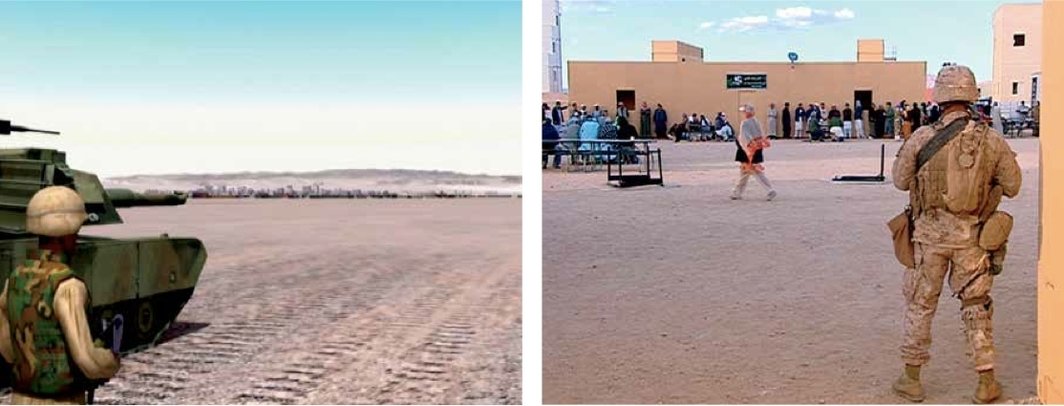 哈伦·法罗基，《严肃游戏II:三名死亡》截图，2010年， 数码录像，彩色有声，8分钟，循环播放.