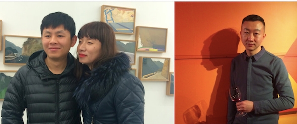 左：艺术家侯勇与杨俊岭；右：艺术家郭鸿蔚.