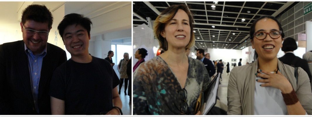 左：Para Site的康喆明和策展人翁子健，右：Spring Workshop创始人Mimi Brown和策展人李绮敏.