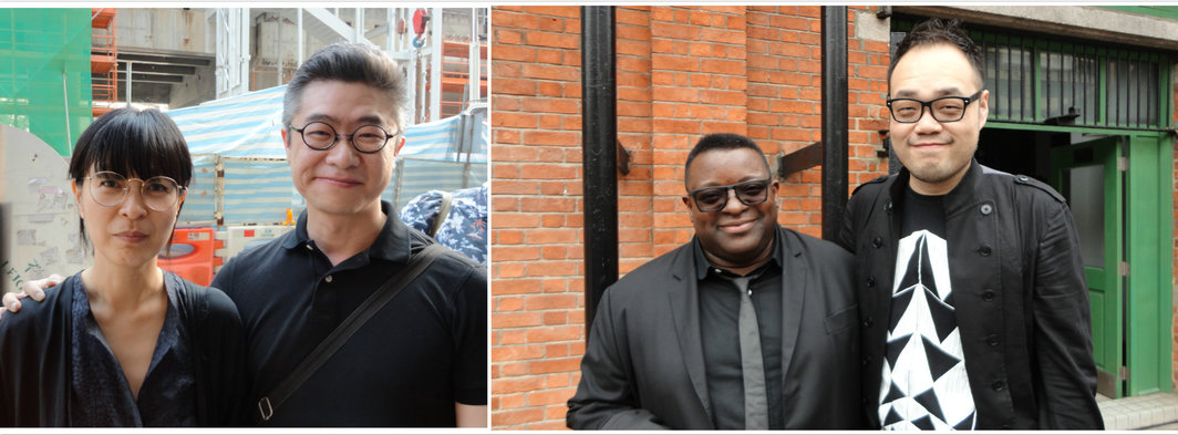 左：艺术家梁慧圭和张奕满；右：艺术家Issac Julien和M+策展人马容元.