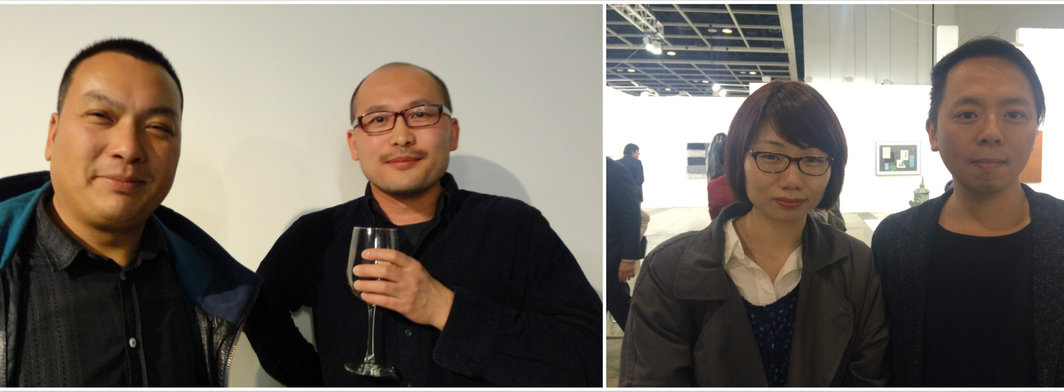 左：魔金石的曲科杰和艺术家王卫；右：作家及编辑林昱和艺术家李杰.