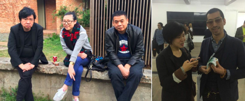 左：艺术家周铁海，CASS雕塑基金会的廖薇，艺术家李景湖；右：上海当代艺术博物馆马立与艺术家宋涛.