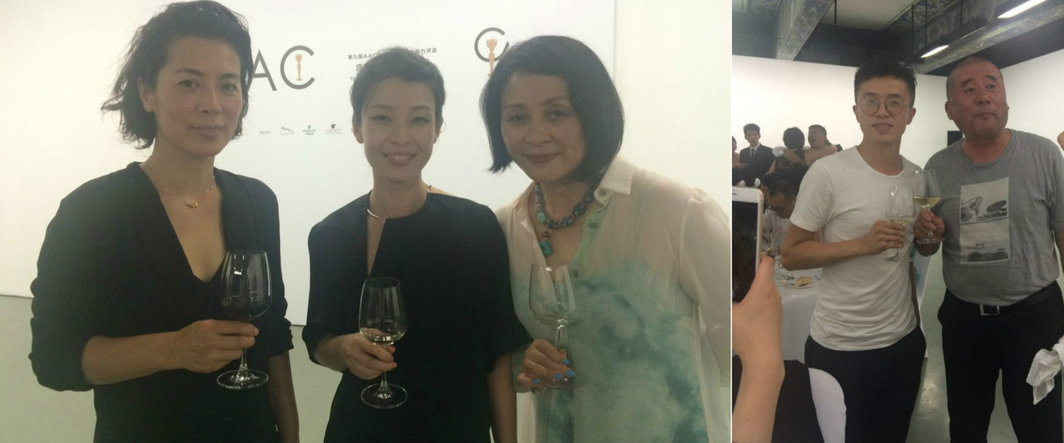 左：艺术家姜杰，雅昌集团关于及华侨城当代艺术中心(OCAT)馆群总馆馆长栾倩；右：艺术家林科与张培力。