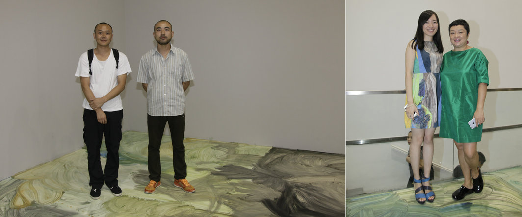 左：艺术家邱瑞祥和郭海强； 右：OCAT西安馆的范妮和策展人王檬檬。