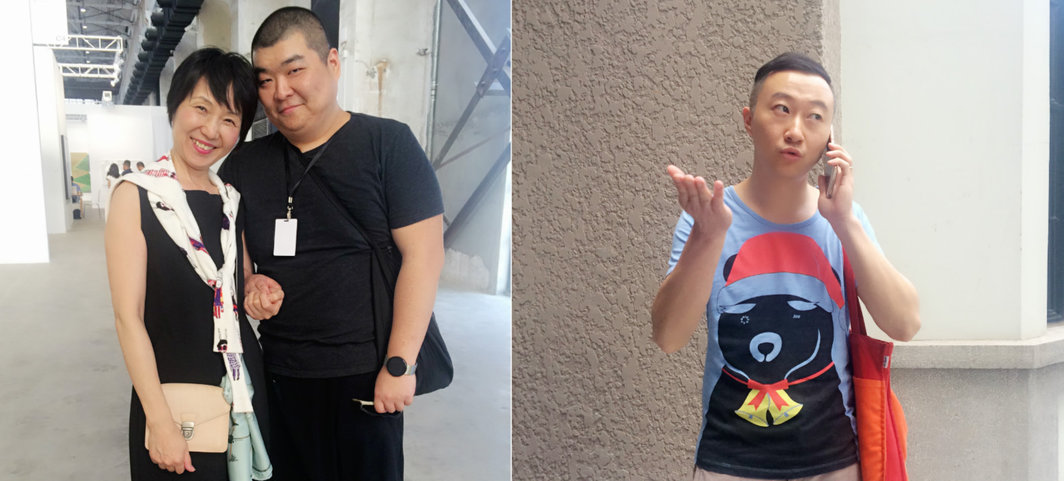 左：Mao空间总监毛文彩与艺术家aaajiao(徐文恺）；右：艺术家郭鸿蔚。