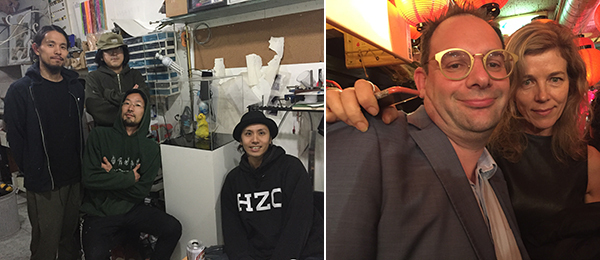 左：艺术小组Chim ↑ Pom；右：香港中区警署当代艺术空间总监Tobias Berger和艺术顾问Marleen Molenaar.（摄影：Cristina Sanchez-Kozyreva)