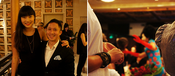 左：Nydia Zhang与艺术顾问及Collectionist 创始人朱沛宗；右：艺术家黄汉明闪亮登场.（摄影：Li Meng de Bakker）