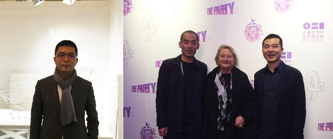 左：蜂巢当代艺术中心馆长夏季风；右：艺术家张鼎，Galerie Krinzinger负责人Ursula Krinzinger，收藏家乔志兵.