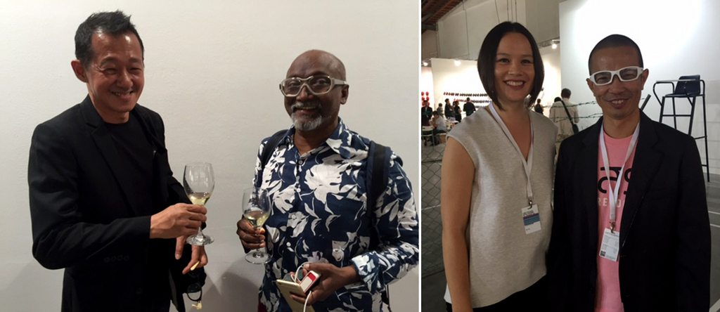 左:策展人Enin Supriyanto与克钦双年展基金会主席Bose Krishnamachari；右：策展人Zoe Butt与艺术家Uudam Tran Nguyen.