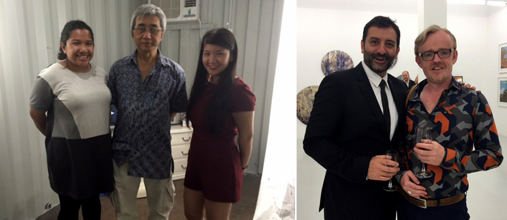 左：艺术家Aqilah Hassan，蒋才雄与苗寒青；右：画廊家Can Yavuz与策展人Brian Curtin.