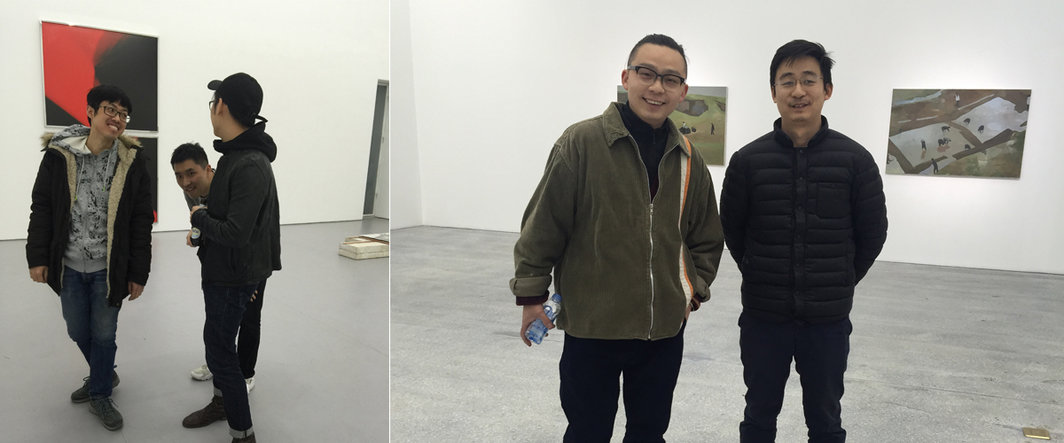 左：艺术家刘辛夷，李竞雄与李然；右：艺术家贺勋及友人.