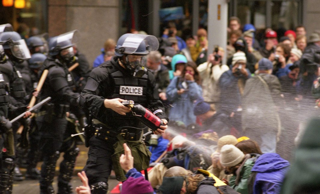 1999年西雅图反世贸运动现场.