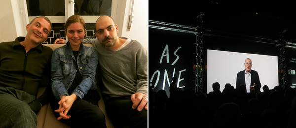 左：策展人索蒂里奥斯·巴特塞兹（Sotirios Bahtsetzis），艺术家格鲁吉亚·萨格里（Georgia Sarg）与策展人阿里西奥斯·帕帕扎恰西斯（Alexis Papazacharias）；右：收藏家季米特里斯·达斯卡罗普洛斯（Dimitris Daskalopoulos）.