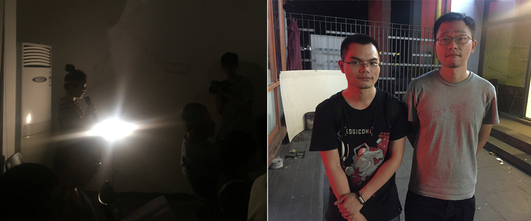 左：陈嘉璐于表演中；右：黄边站研究及出版统筹冯俊华，黄边站项目统筹朱建林.