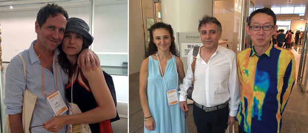 左：艺术家João Modé和策展人Daniela Castro；右：策展人Zeynep Öz，艺术家Khalil Rabah和策展人港千寻（全文摄影：Agnieszka Gratza）