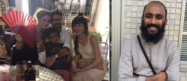 左：艺术家Laura Lima，艺术家Bernardo Ortiz与音乐家/歌手Cucu Diamantes；右: 艺术家Shreyas Karle.