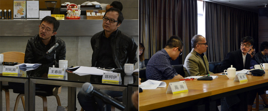 左：协商员刘礼宾与王春辰；右：协商员杨紫，郑岩与刘治治.