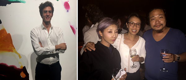 左：艺术门画廊香港总监Nick Buckley Wood；右：深圳OCAT艺术总监刘秀仪，艺术家黄志恒（Sara Wong）与丸仔（Yuenjie Maru）.