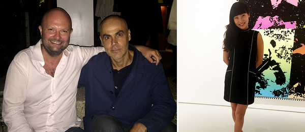左：Magnus Renfrew与Map Office的古儒郎（Laurent Gutierrez）；右：Massimo De Carlo画廊的Nydia Zhang.